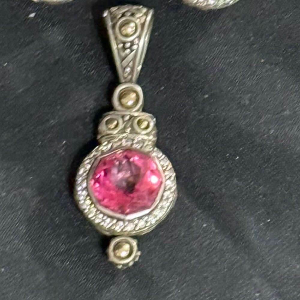 John Hardy Pink Topaz & Diamond Pendant from the Batu Sari Collection - Picture 1 of 2